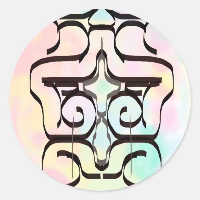 Pegatina Redonda ilustraciones de color (Anverso)