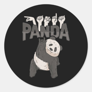 Pegatina Redonda Ily Panda Asl gesto con la mano sordo pérdida de a