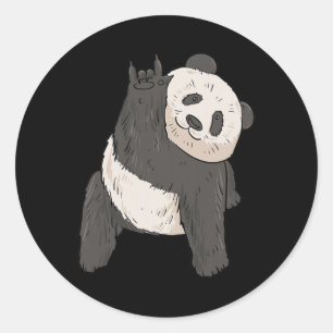 Pegatina Redonda ILY Panda ASL Hand Gesture Deaf Hearing Loss Consc