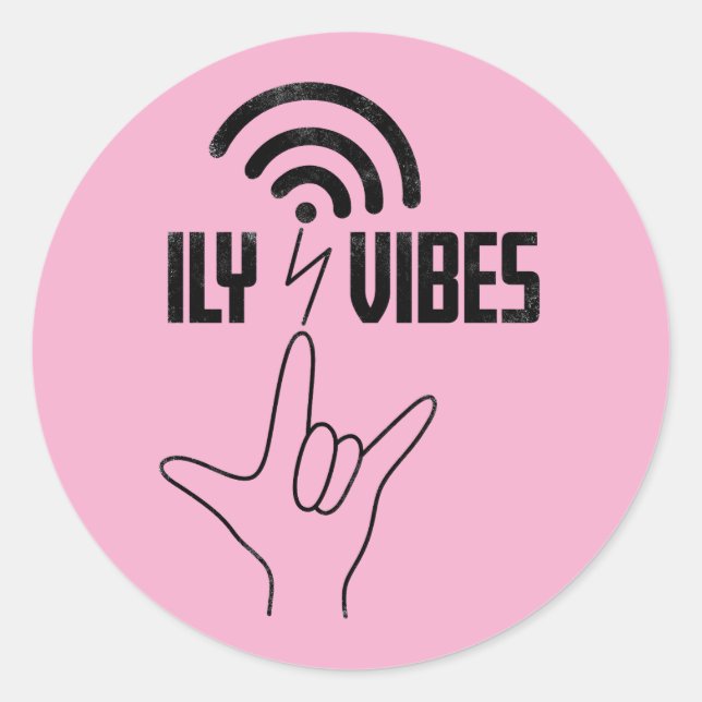 Pegatina Redonda ILY Vibes - ASL Design  (Anverso)