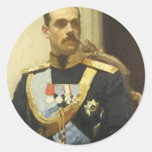 Pegatina Redonda Ilya Repin-Retrato de miembro del Consejo de Estad