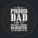 Pegatina Redonda I'm A Proud Dad Of Awesome Daughter Family Papa<br><div class="desc">I'm A Proud Dad Of Awesome Daughter Family Papa Fathers Day Gift. Perfect gift for your dad,  mom,  papa,  men,  women,  friend and family members on Thanksgiving Day,  Christmas Day,  Mothers Day,  Fathers Day,  4th of July,  1776 Independent day,  Veterans Day,  Halloween Day,  Patrick's Day</div>