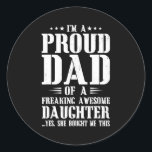 Pegatina Redonda I'm A Proud Dad Of Awesome Daughter Family Papa<br><div class="desc">I'm A Proud Dad Of Awesome Daughter Family Papa Fathers Day Gift. Perfect gift for your dad,  mom,  papa,  men,  women,  friend and family members on Thanksgiving Day,  Christmas Day,  Mothers Day,  Fathers Day,  4th of July,  1776 Independent day,  Veterans Day,  Halloween Day,  Patrick's Day</div>