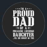 Pegatina Redonda I'm A Proud Dad Of Awesome Daughter Family Papa<br><div class="desc">I'm A Proud Dad Of Awesome Daughter Family Papa Fathers Day Gift. Perfect gift for your dad,  mom,  papa,  men,  women,  friend and family members on Thanksgiving Day,  Christmas Day,  Mothers Day,  Fathers Day,  4th of July,  1776 Independent day,  Veterans Day,  Halloween Day,  Patrick's Day</div>