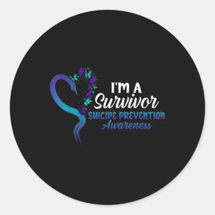 Pegatina Redonda Im A Sobreviviente Prevención Suicidio Sensibiliza