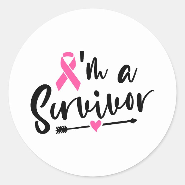 Pegatina Redonda I'm A Survivor Breast Cancer Awareness (Anverso)