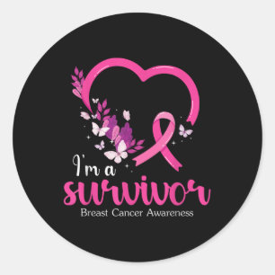 Pegatina Redonda Im A Survivor Concienciación Sobre El Cáncer De Ma