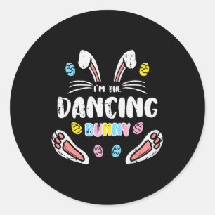Pegatina Redonda Im Dancing Bunny Gracioso Hombres Familiares De Pa
