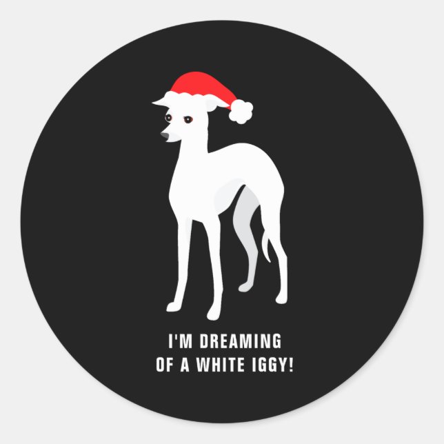 Pegatina Redonda Im Dreaming Of A White Iggy Christmas  (Anverso)