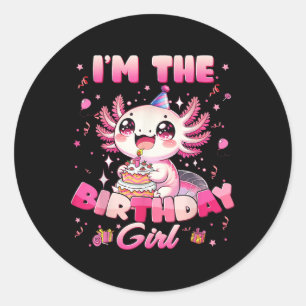 Pegatina Redonda Im El Cumpleaños Familia Axolotl Coincidir Con Fie