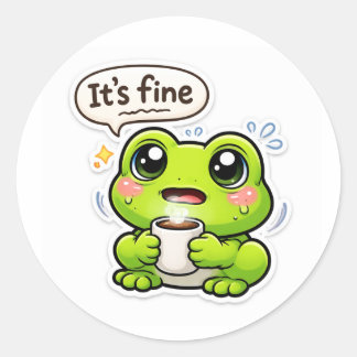 Pegatina Redonda I'm Fine Frog