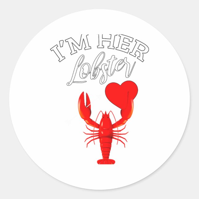 Pegatina Redonda Im Her Lobster Heart Couple Matching Gift Valentin (Anverso)