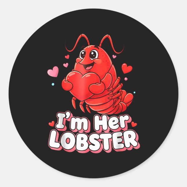 Pegatina Redonda I'm Her Lobster Matching Couple Valentine's Day Wo (Anverso)