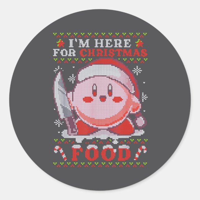 Pegatina Redonda I'm Here For Christmas Food  (Anverso)