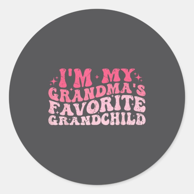 Pegatina Redonda I'm My Grandma's Favorite Granhild Grandson Grandd (Anverso)