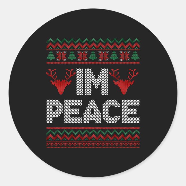 Pegatina Redonda I'm Peace Couple Matching Christmas Ugly Sweater  (Anverso)
