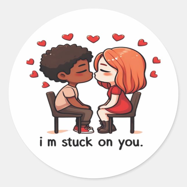 Pegatina Redonda Im Stuck On You Classic Love Design  (Anverso)