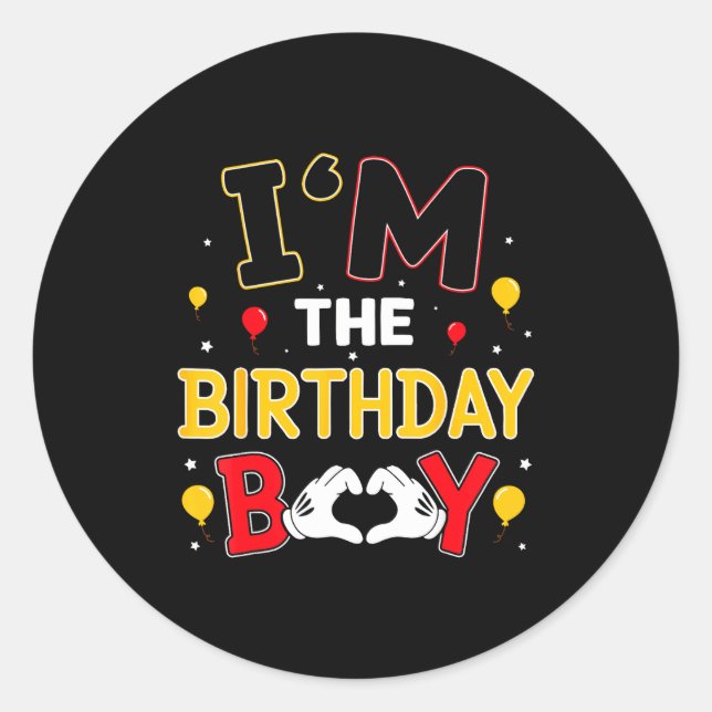 Pegatina Redonda I'm The Birthday Boy Matching Family Birthday Part (Anverso)