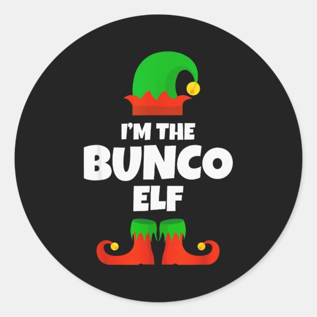 Pegatina Redonda I'm The Bunco Elf Family Pajama Christmas Funny Bu (Anverso)