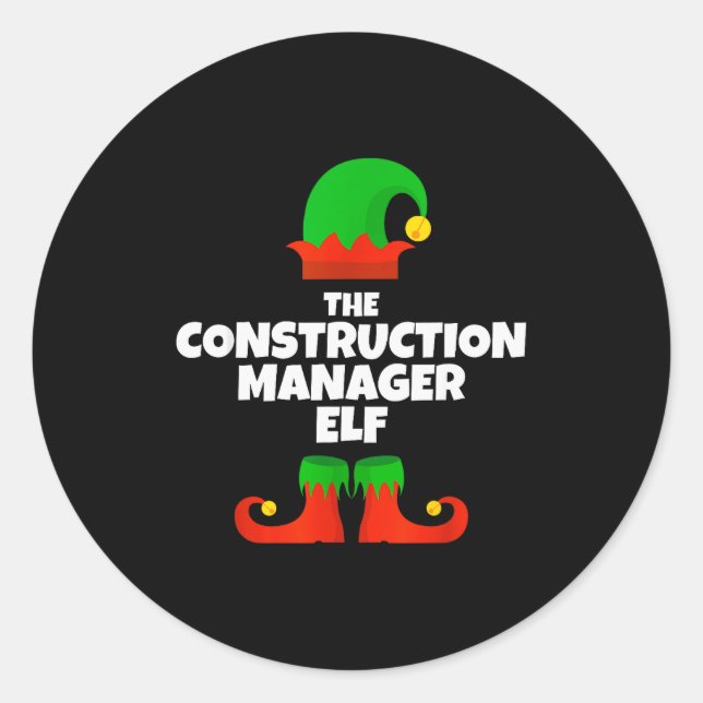 Pegatina Redonda I'm The Construction Manager Elf Family Pajama Chr (Anverso)