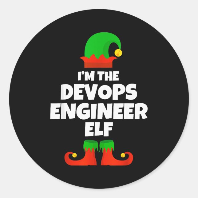 Pegatina Redonda I'm The Devops Engineer Elf Family Pajama Christma (Anverso)