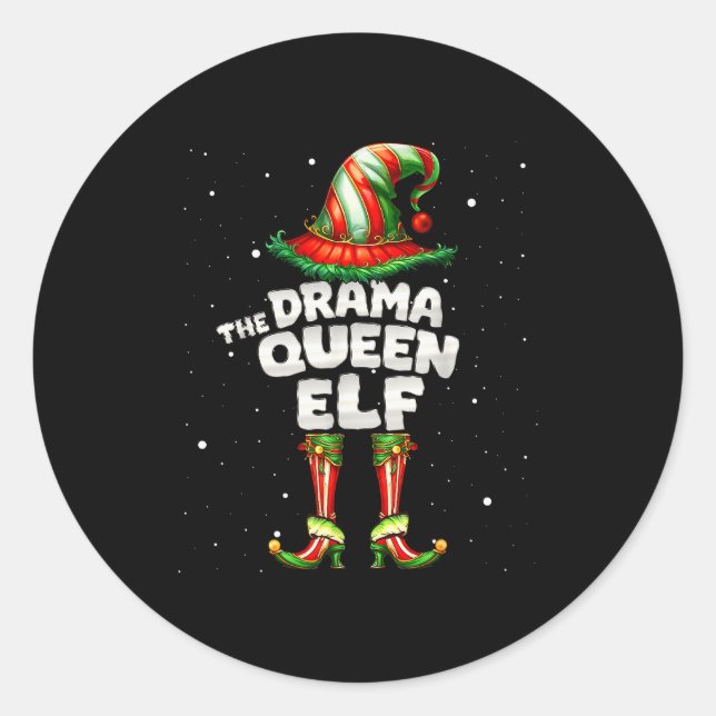 Pegatina Redonda I'm The Drama Queen Elf Family Matching Group Chri (Anverso)