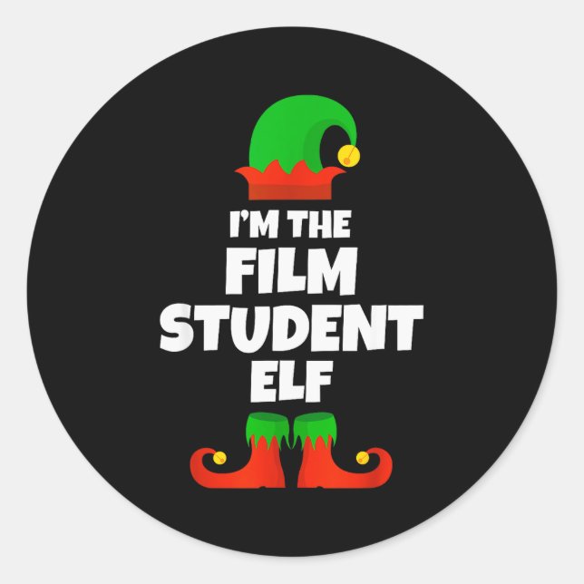 Pegatina Redonda I'm The Film Student Elf Family Pajama Christmas F (Anverso)