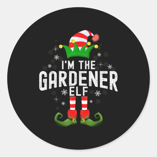Pegatina Redonda I'm The Gardener Elf Christmas Family Pjs Costume  (Anverso)