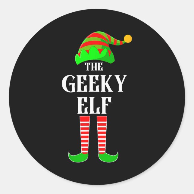 Pegatina Redonda I'm The Geeky Elf Family Matching Costume Christma (Anverso)