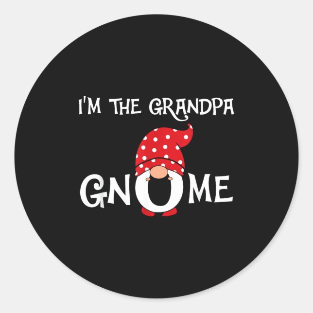 Pegatina Redonda I'm The Grandpa Gnome Funny Christmas Gnome  (Anverso)