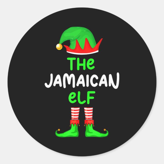 Pegatina Redonda I'm The Jamaican Elf Jamaica Christmas Funny Pajam (Anverso)
