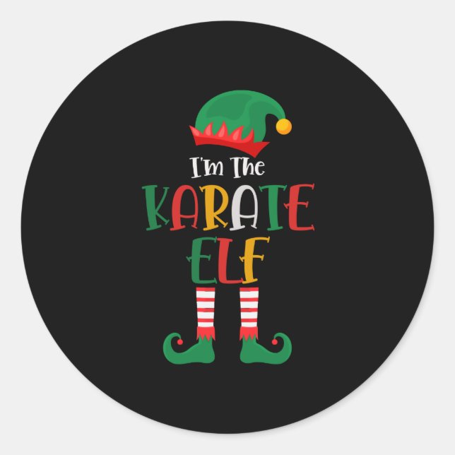 Pegatina Redonda Im The Karate Elf Compartiendo Navidades (Anverso)