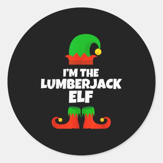 Pegatina Redonda I'm The Lumberjack Elf Family Pajama Christmas Fun (Anverso)
