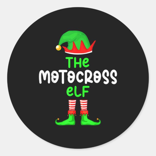 Pegatina Redonda I'm The Motocross Elf Dirt Bike Christmas Matching (Anverso)