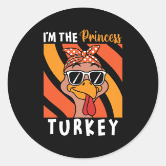 Pegatina Redonda I'm The Princess Turkey Thanksgiving Turkey Kids G