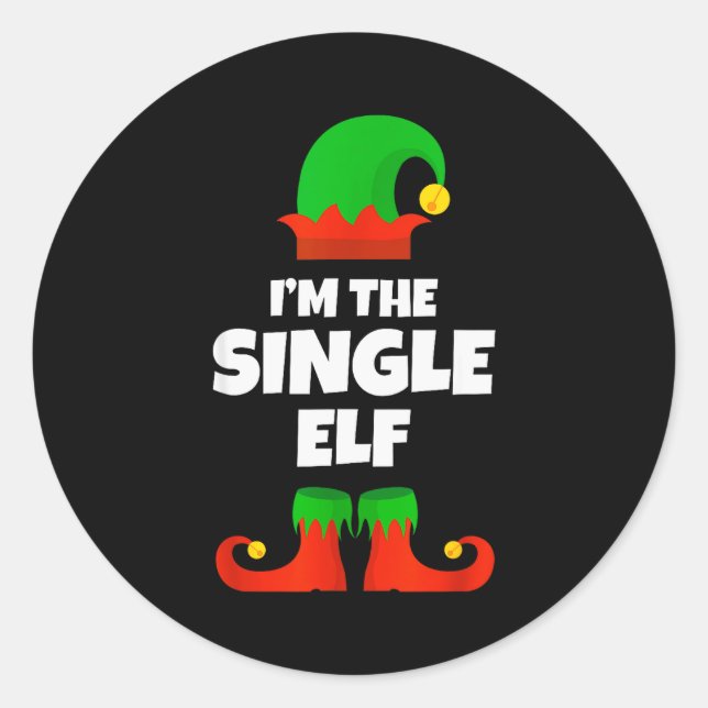 Pegatina Redonda I'm The Single Elf Family Pajama Christmas Funny  (Anverso)