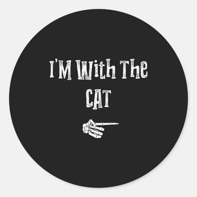 Pegatina Redonda I'm With Cat Halloween Costume Funny Couples Match (Anverso)