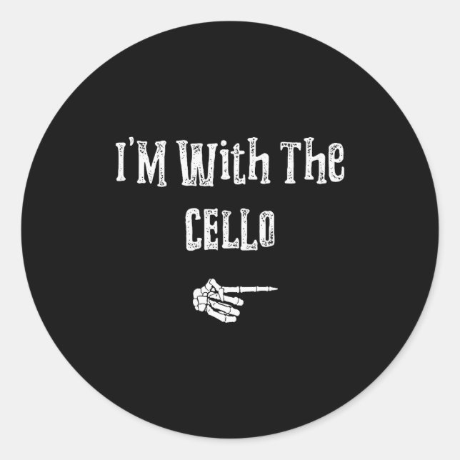 Pegatina Redonda I'm With Cello Halloween Costume Funny Couples Mat (Anverso)