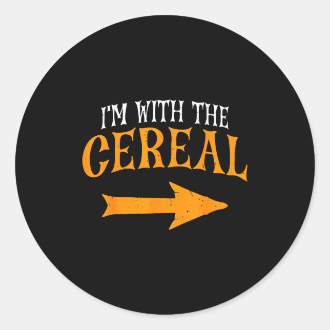 Pegatina Redonda I'm With Cereal Halloween Costume Funny Couples Ce (Anverso)