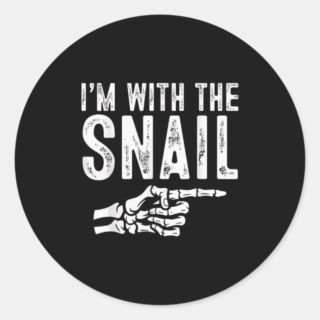 Pegatina Redonda I'm With The Snail Easy Costume Halloween Couples  (Anverso)