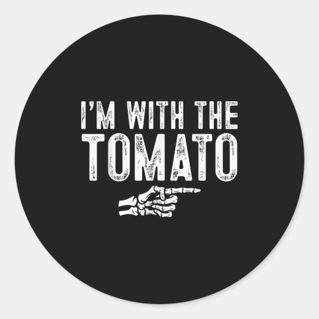 Pegatina Redonda I'm With The Tomato Easy Costume Halloween Couples (Anverso)