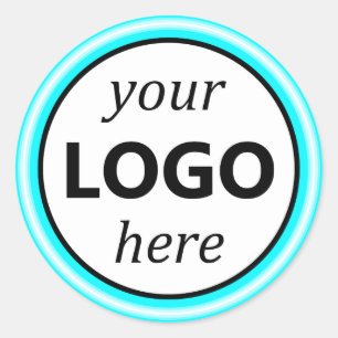 Pegatina Redonda Imagen con el logotipo del logotipo del Círculo az