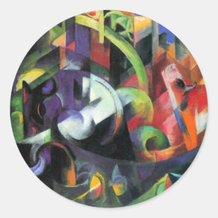 Pegatina Redonda Imagen con ganado de Franz Marc, Arte Antiguo