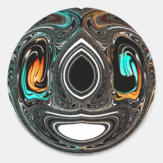 Pegatina Redonda Imagen de arte en textura de cebra de origen étnic (Anverso)