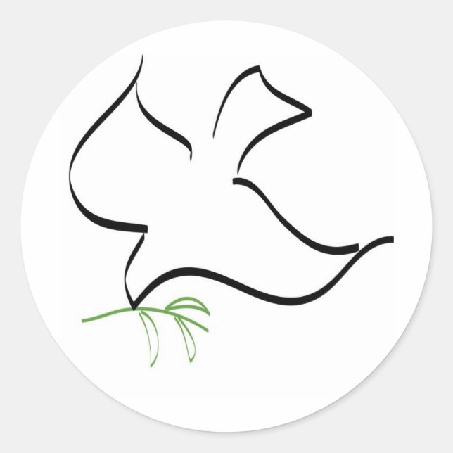 Pegatina Redonda Imagen de bifurcación Dove y Olive (Anverso)