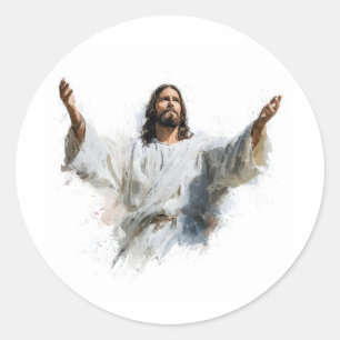 Pegatina Redonda Imagen de Jesucristo Arte Religioso Cristiano Mode