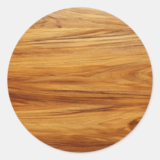 Pegatina Redonda Imagen de madera de teca en blanco (Anverso)