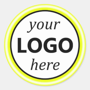 Pegatina Redonda Imagen del logotipo de la Neón Amarilla Clara Bril