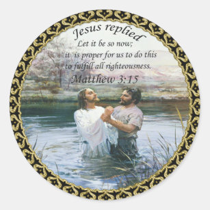 Pegatina Redonda Imagen dos del bautismo del Jesucristo