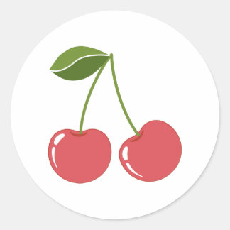 Pegatina Redonda imagen gráfica de dibujos animados de cereza